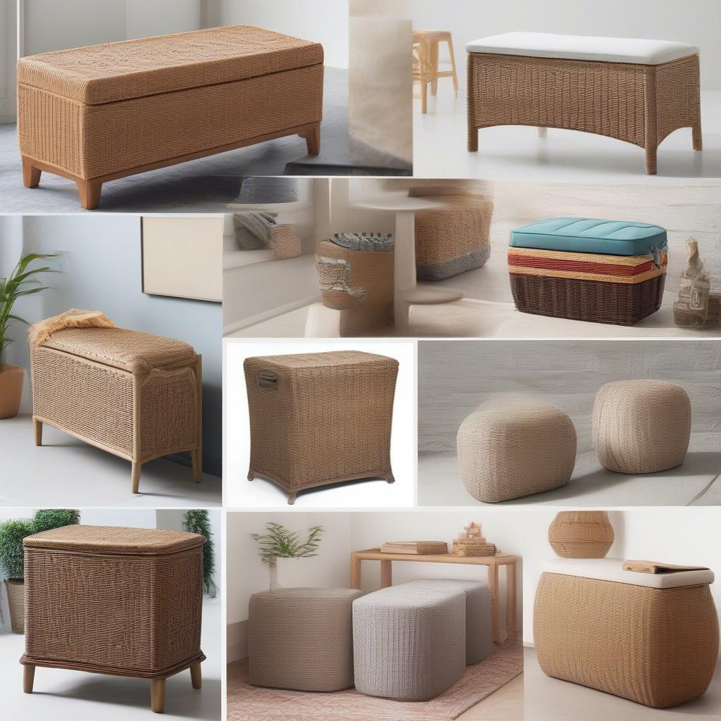 Different Styles of Wicker Rattan Storage Benches