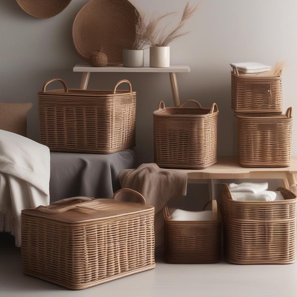 Variety of Wicker and Rattan Storage Bins