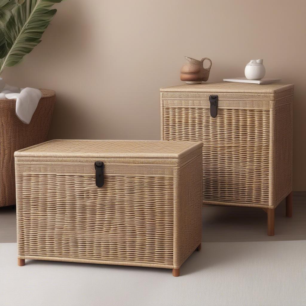 Comparing Wicker and Rattan Storage Chests in White