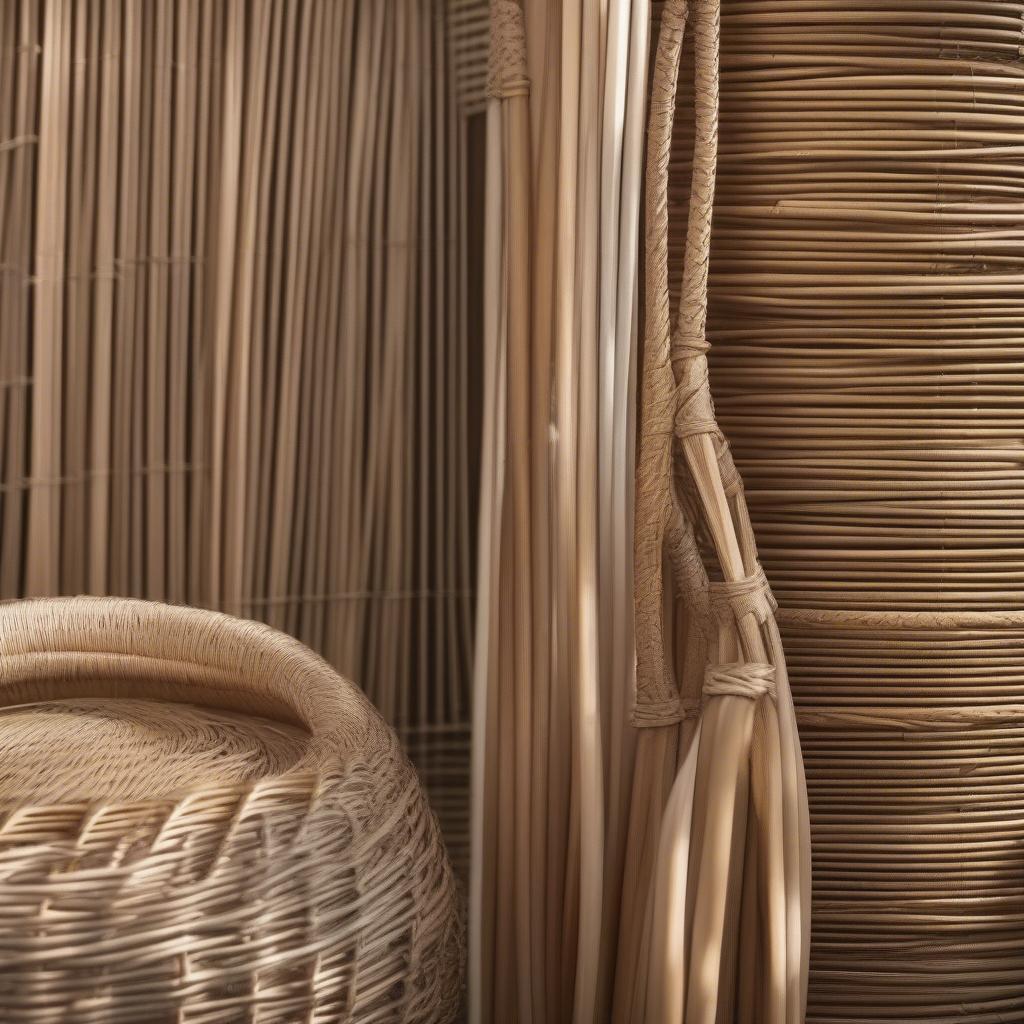 Comparing tight and loose weaves of wicker and rattan storage trunks.