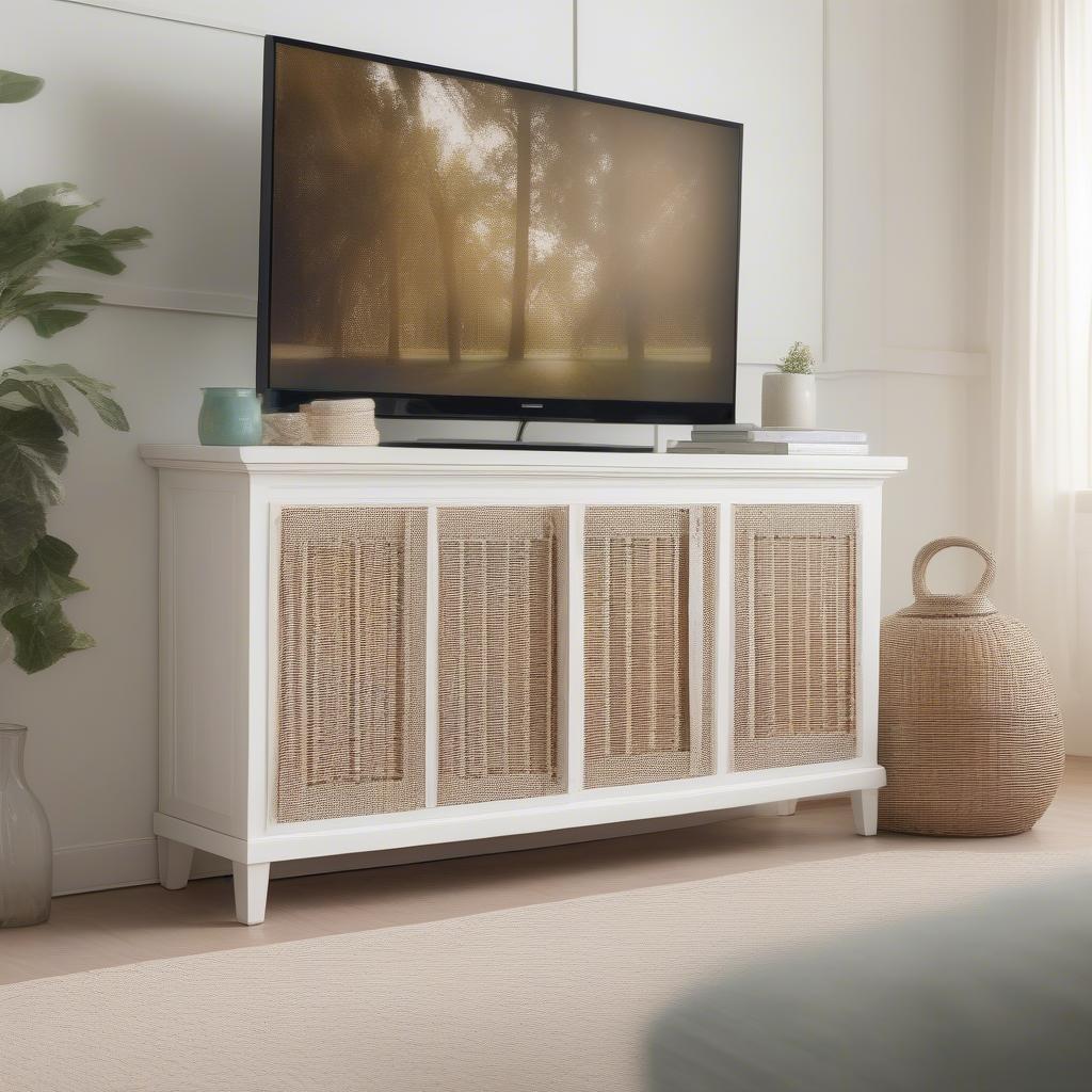 Wicker Resin Cabinet in a Living Room