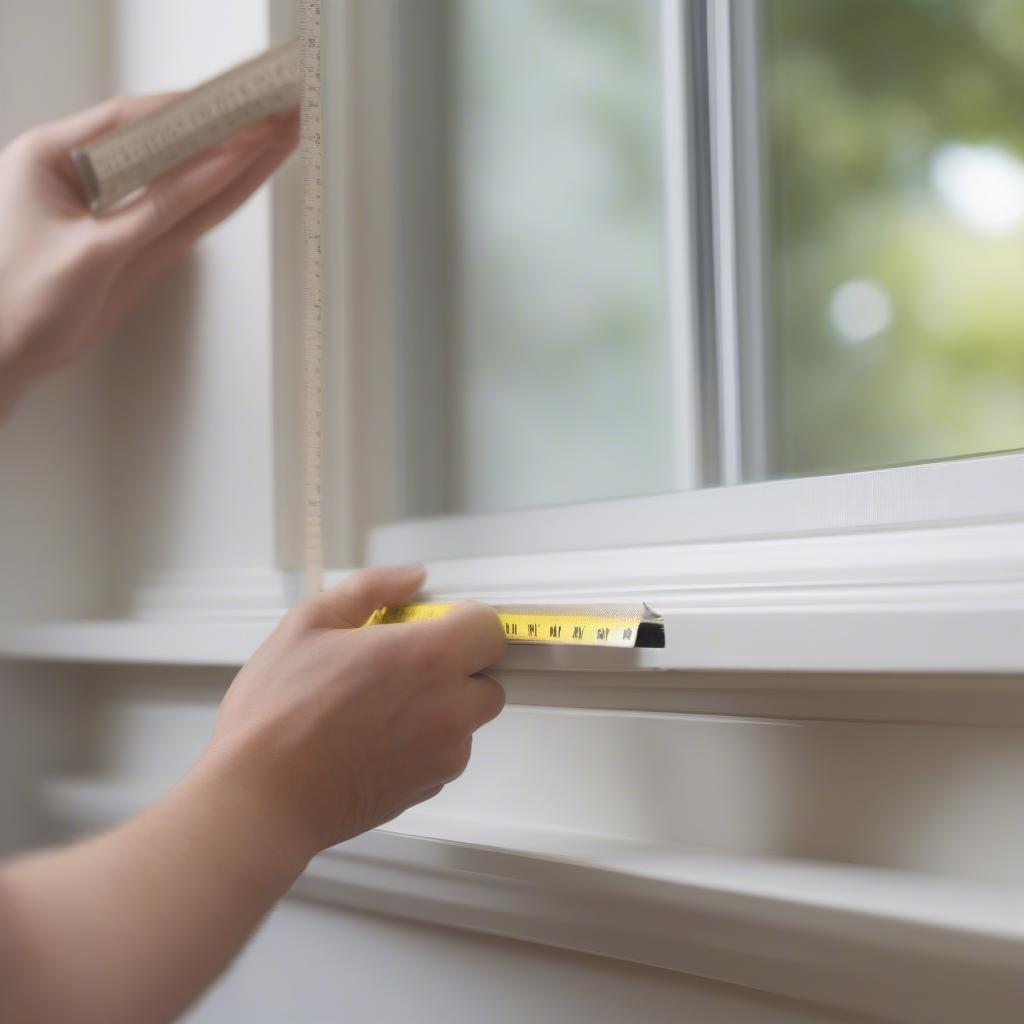 Measuring window for wicker roman blinds