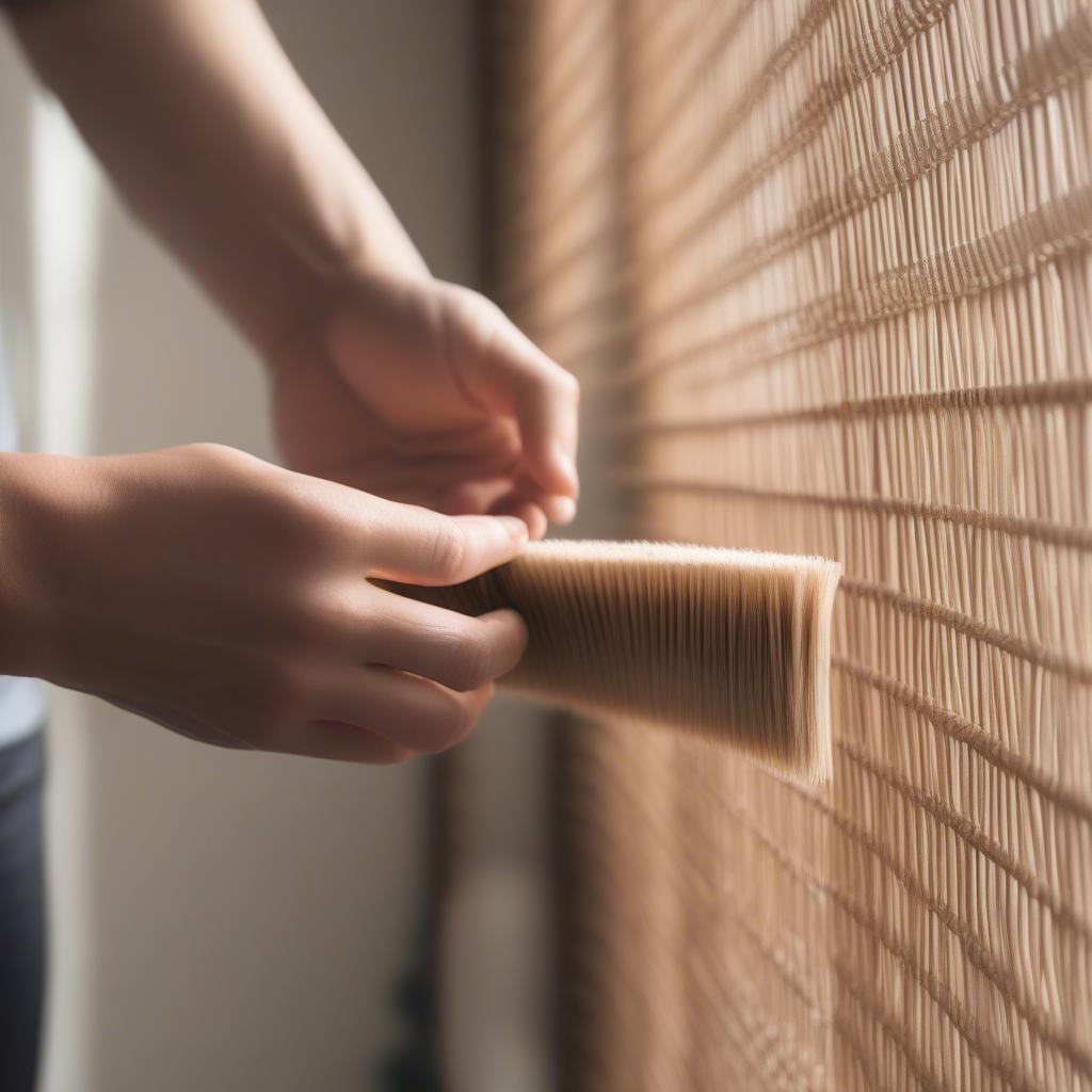 Cleaning wicker scroll blinds