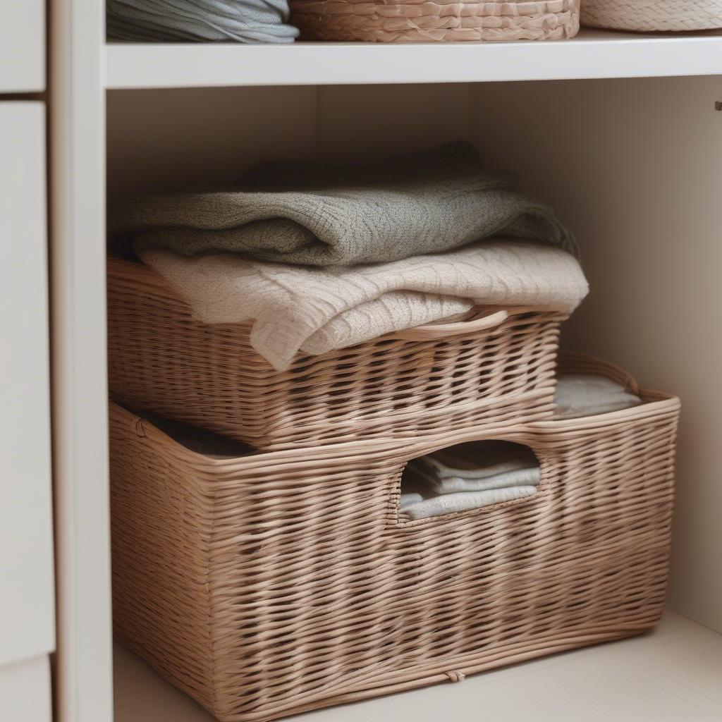 Wicker Seagrass Baskets for Bedroom Organization