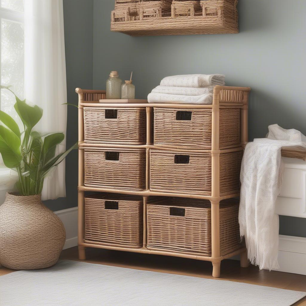 Various Wicker and Seagrass Storage Units