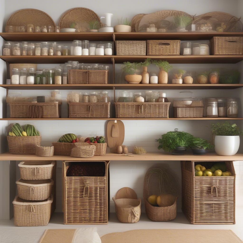 Wicker Seagrass Storage Units in Kitchen