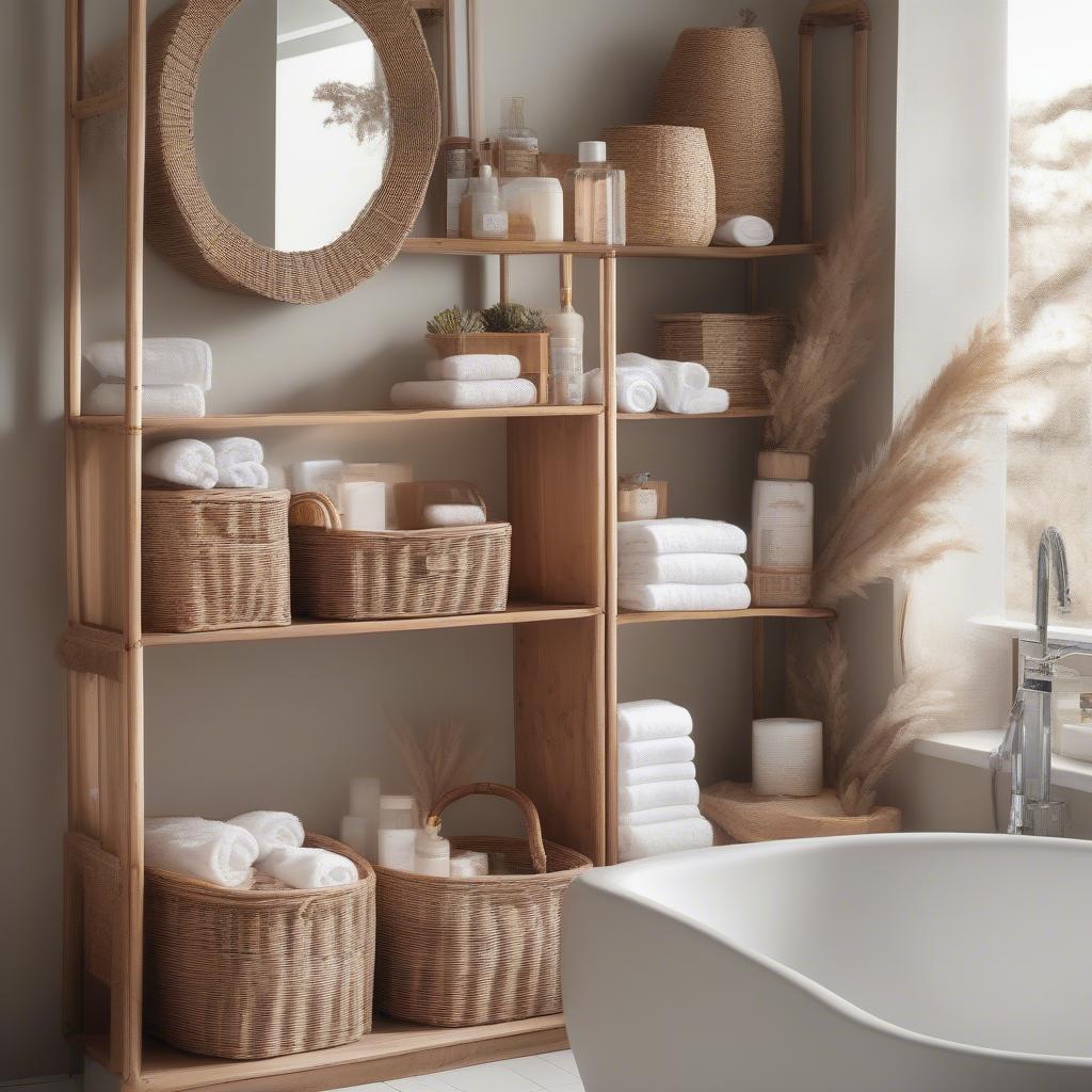 Wicker Shelves for Bathroom Organization