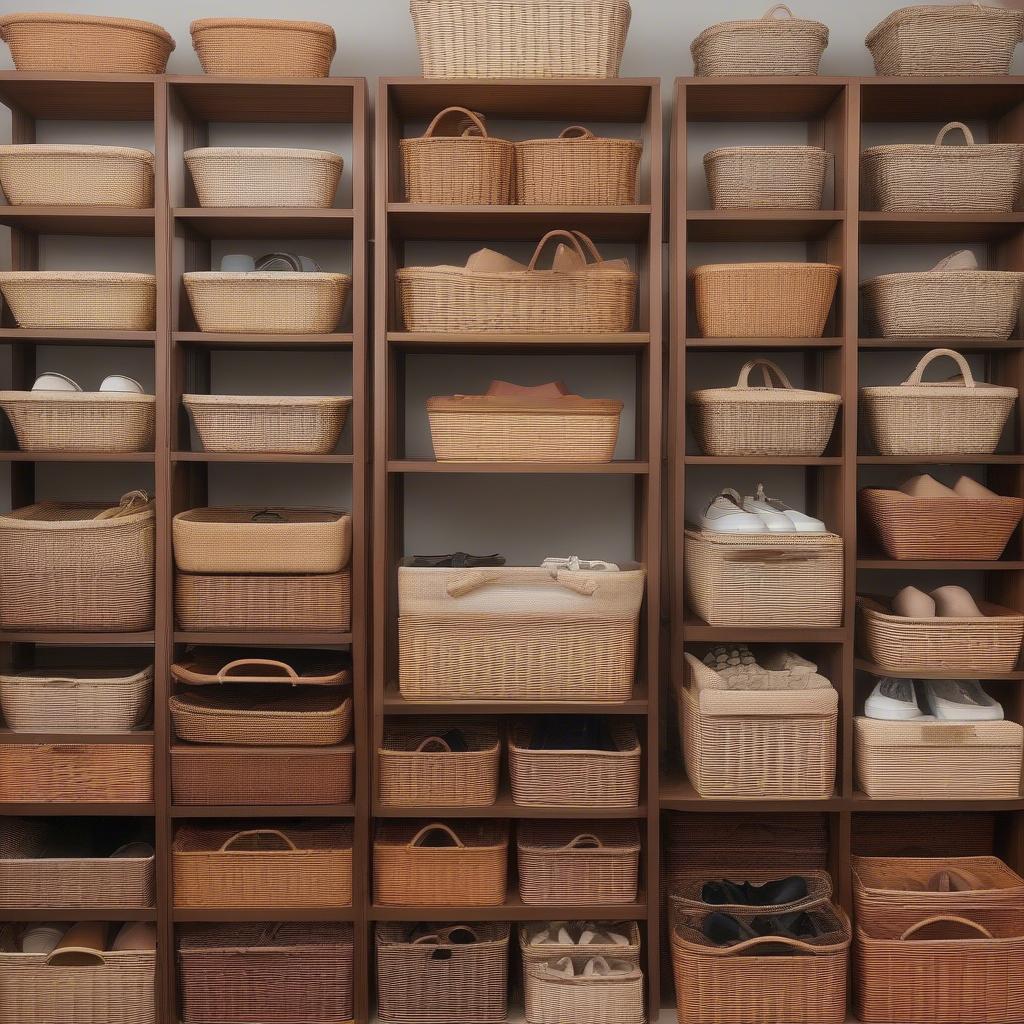 Variety of Wicker Shoe Storage Baskets