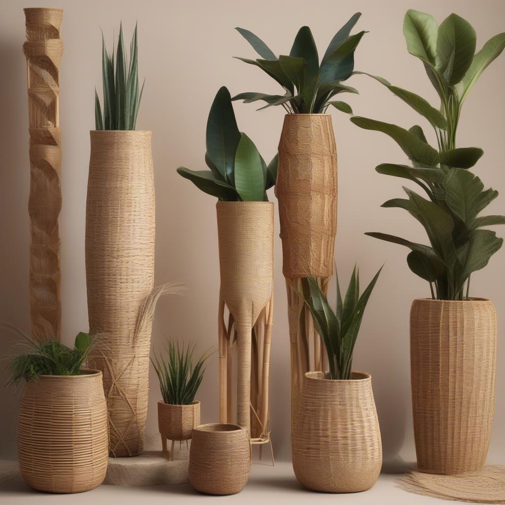 Variety of Wicker Snake Plant Holders