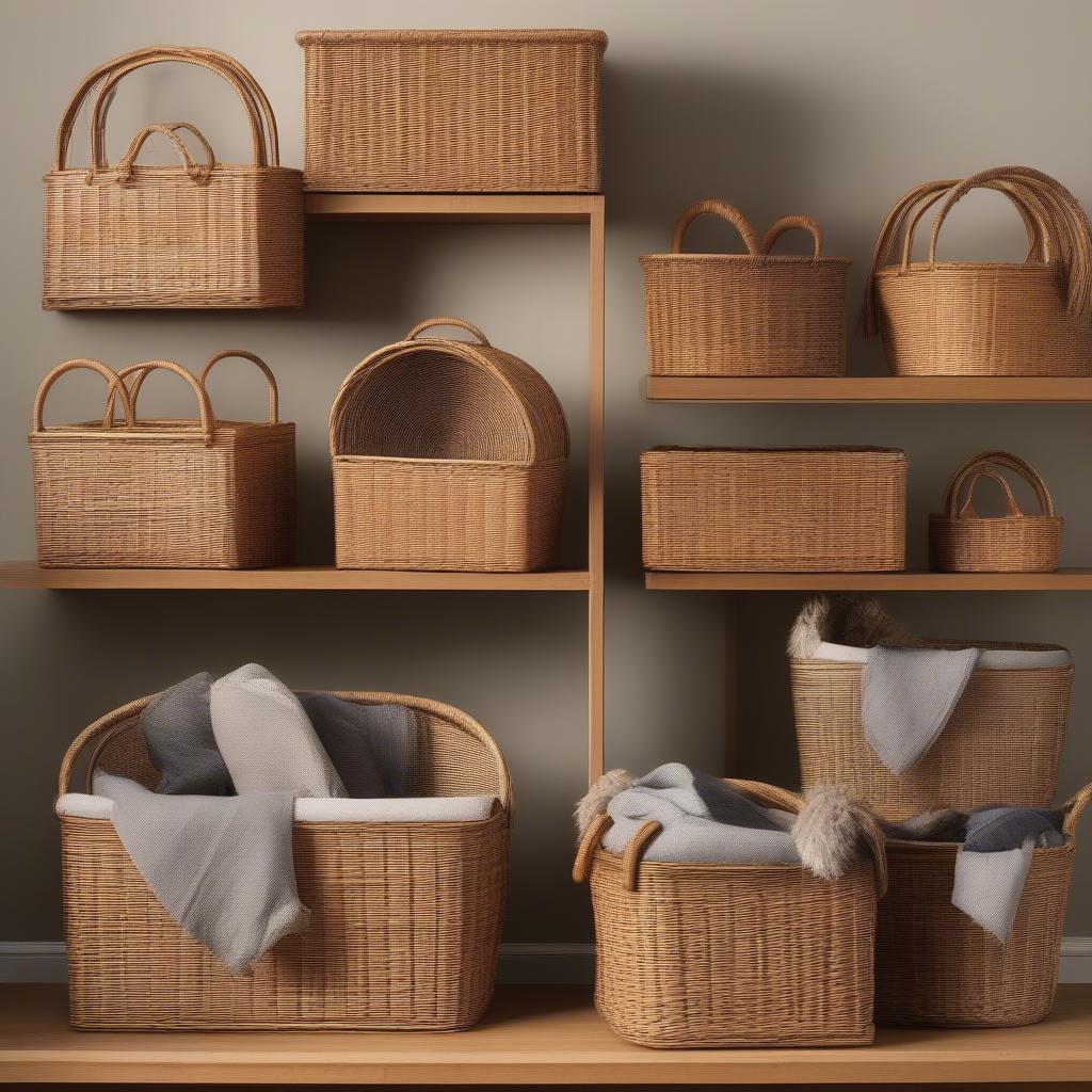 Various wicker storage baskets available in Ireland