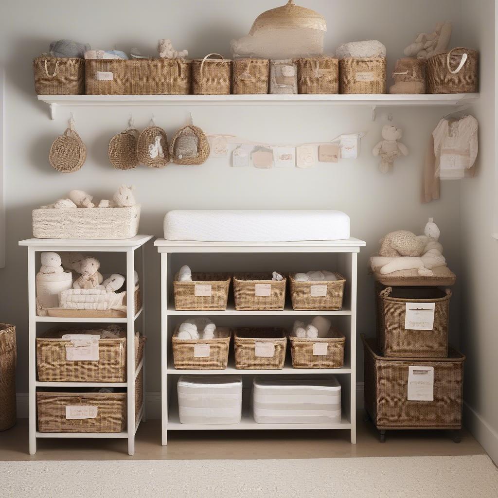 Wicker Storage Baskets Nursery Organization