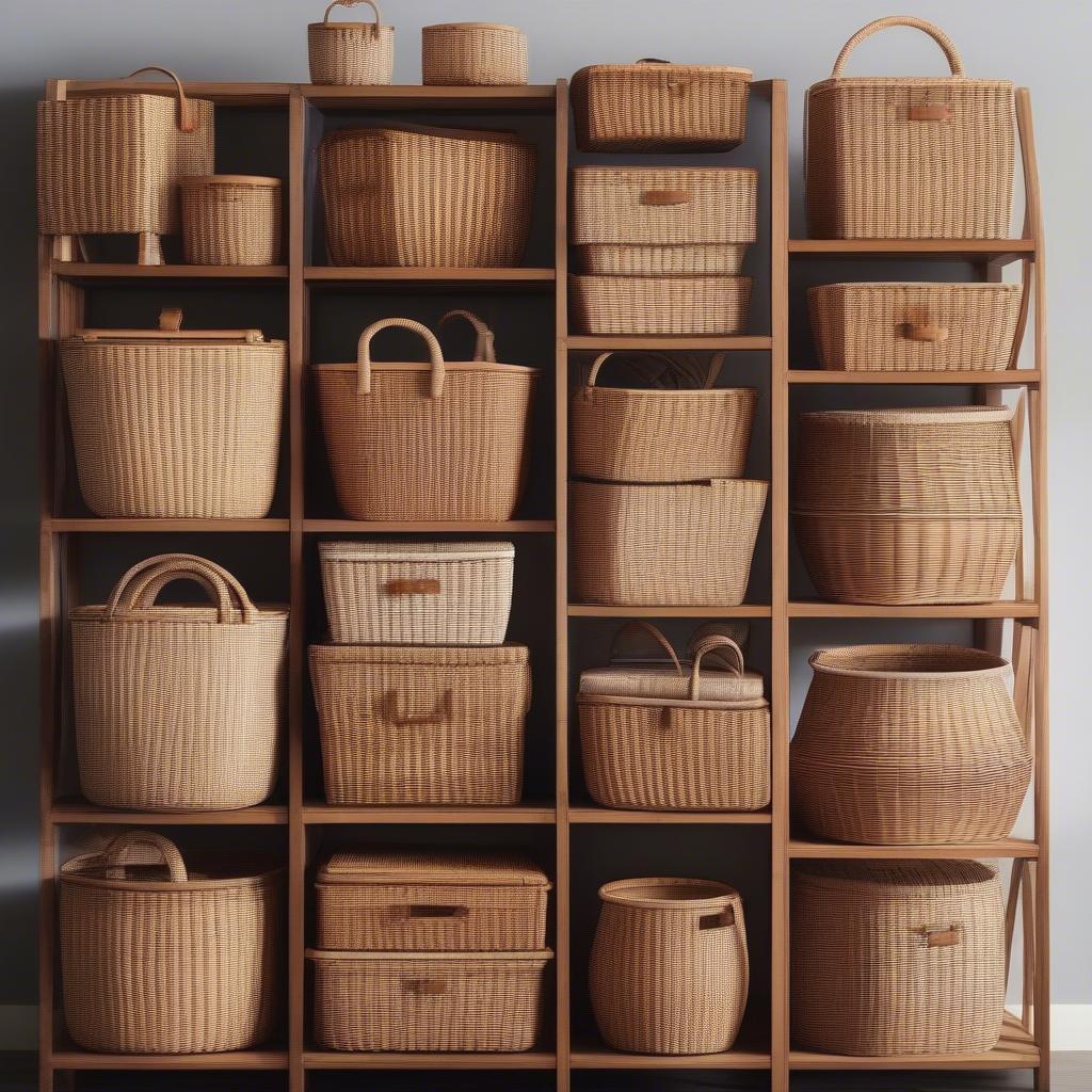 Various Wicker Storage Baskets with Handles