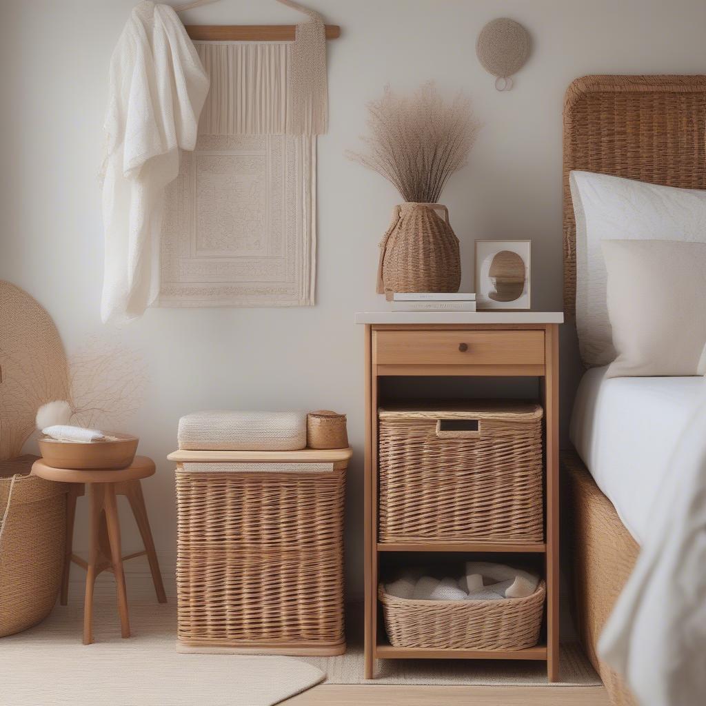 Wicker Storage Solutions in a Bedroom