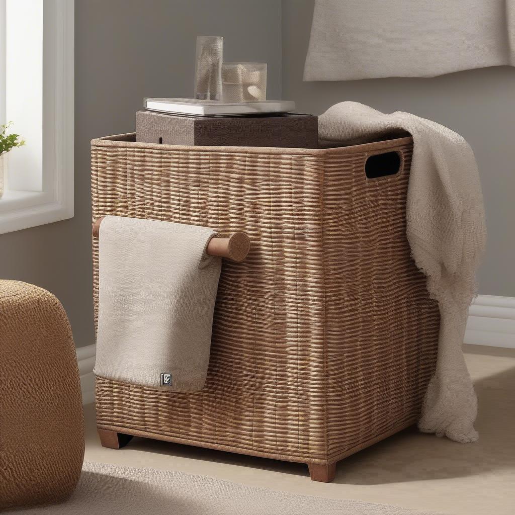 Image Wicker Fabric Storage Bin in a Living Room Setting