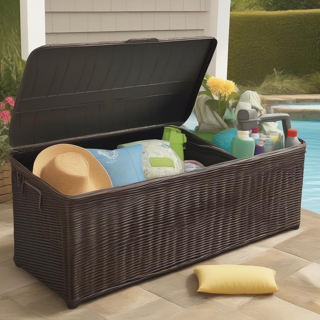 Examples of Items Stored in a Palm Harbor Outdoor Wicker Storage Bin