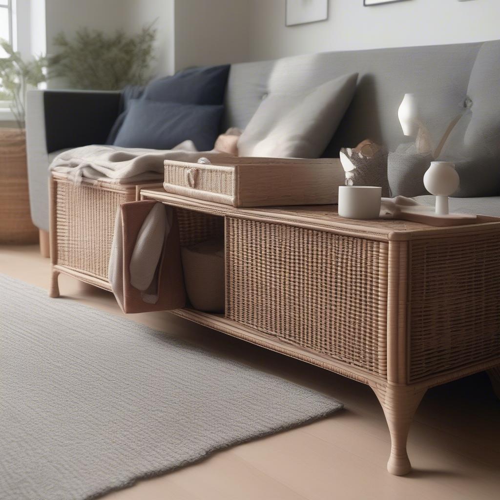 Wicker Storage Box in Living Room Setting