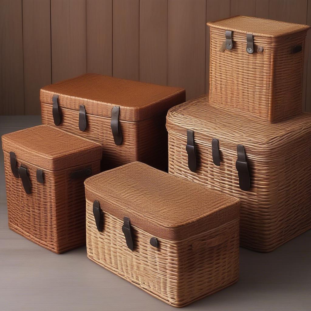 Wicker Storage Boxes with Lids in Different Shapes and Sizes