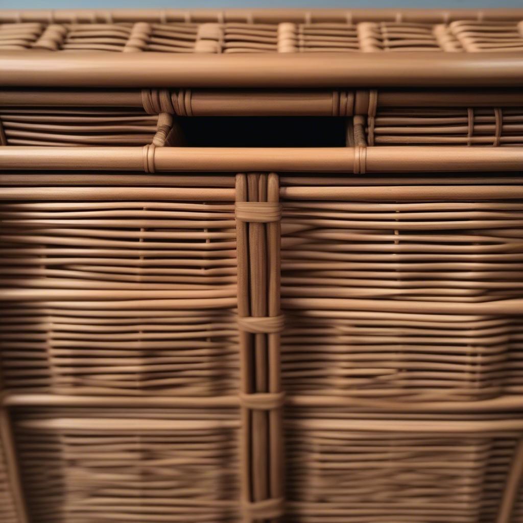 Close-up Details of Wicker Storage Cabinet Construction