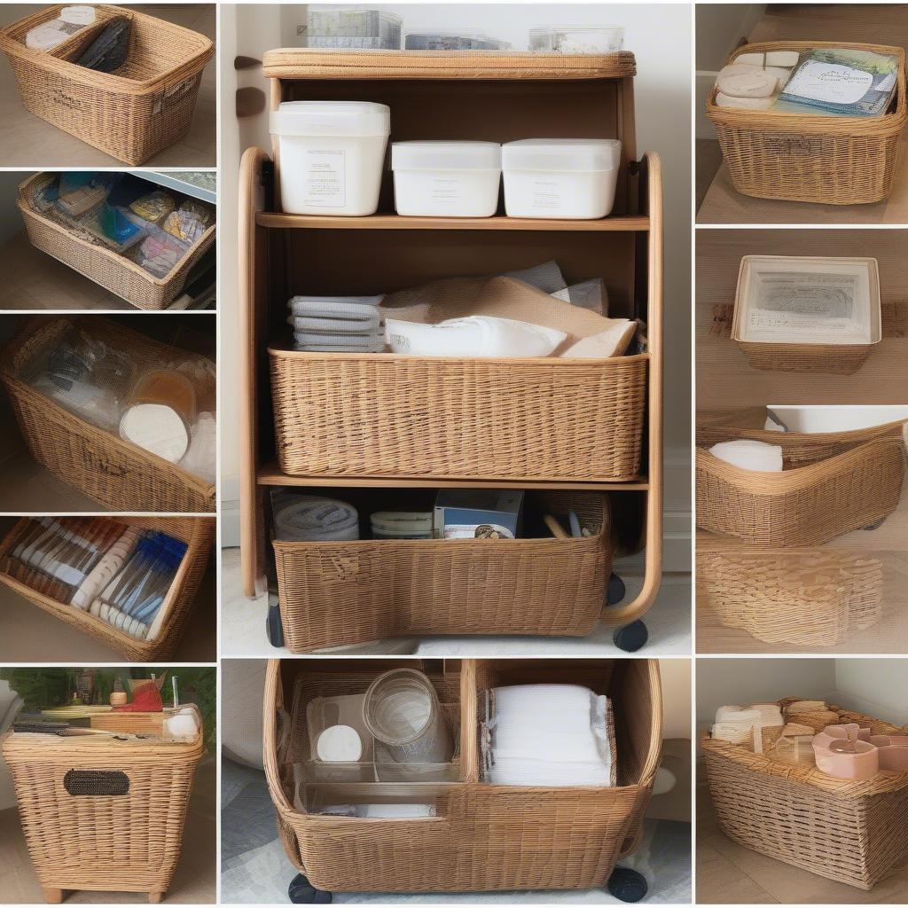 Wicker Storage Cart Organization Ideas