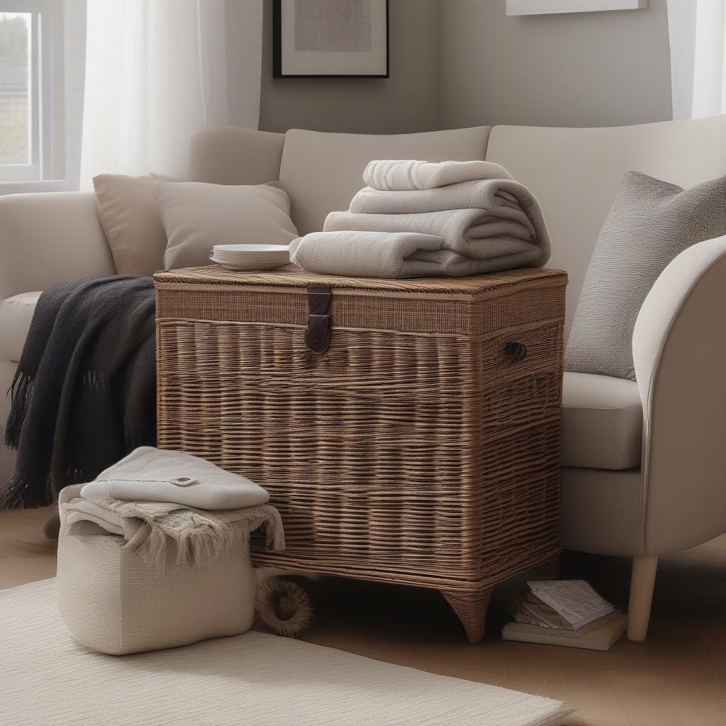 Wicker storage chests displayed in a home setting