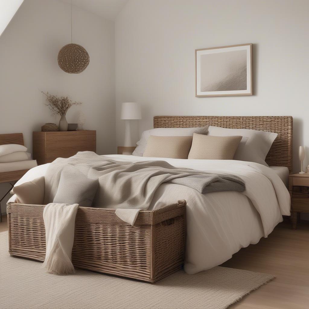 Wicker Storage Chest in a Bedroom