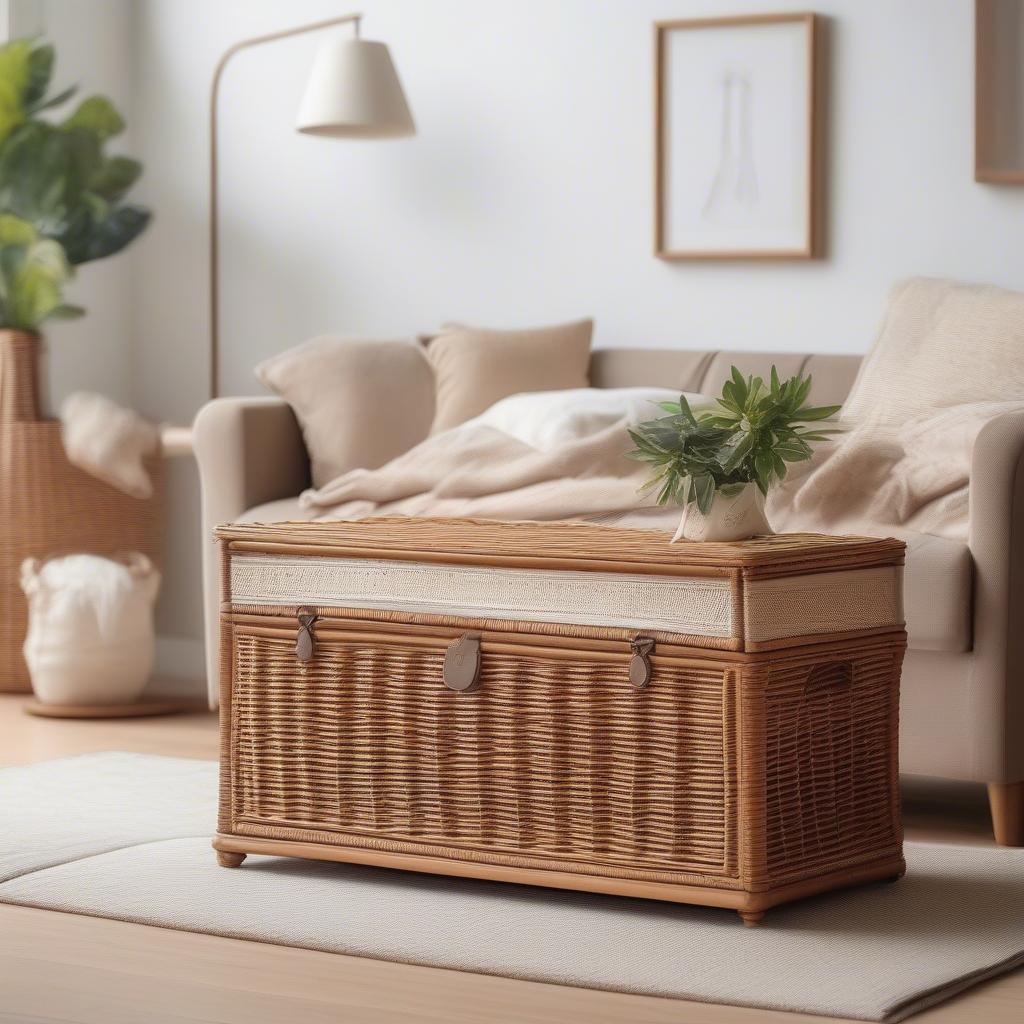 Wicker Storage Chest in Living Room