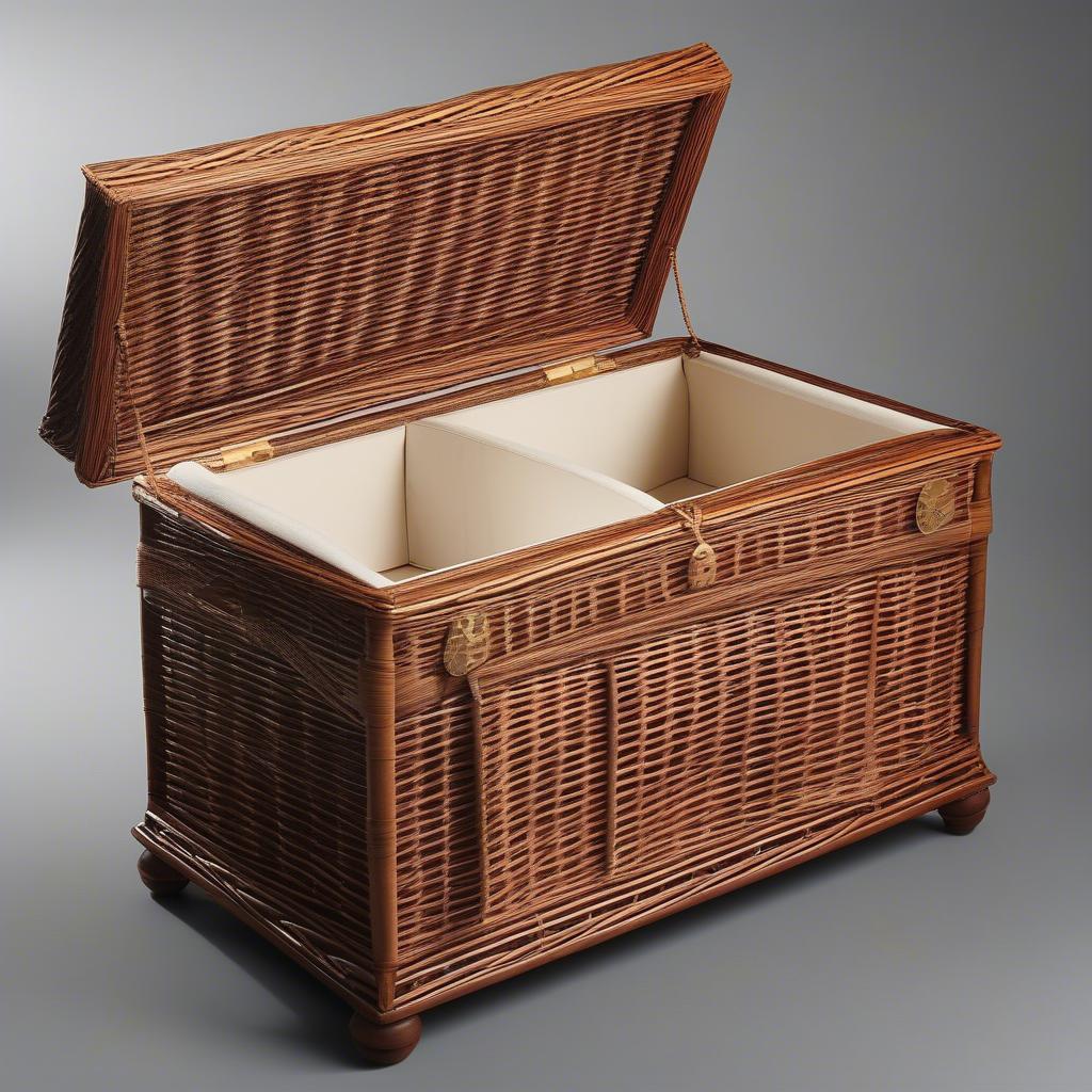 Wicker storage chests with various interior linings