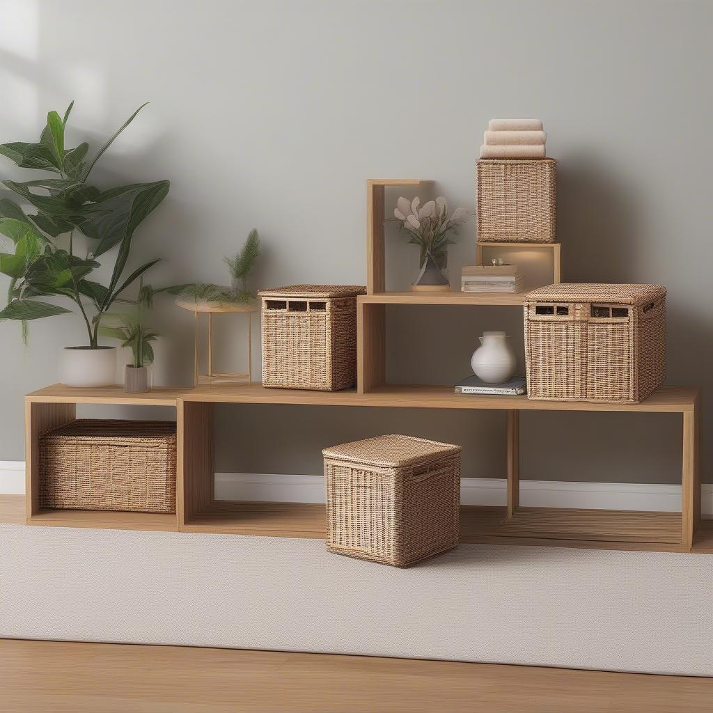 Wicker Storage Cubes Organizing a Living Room