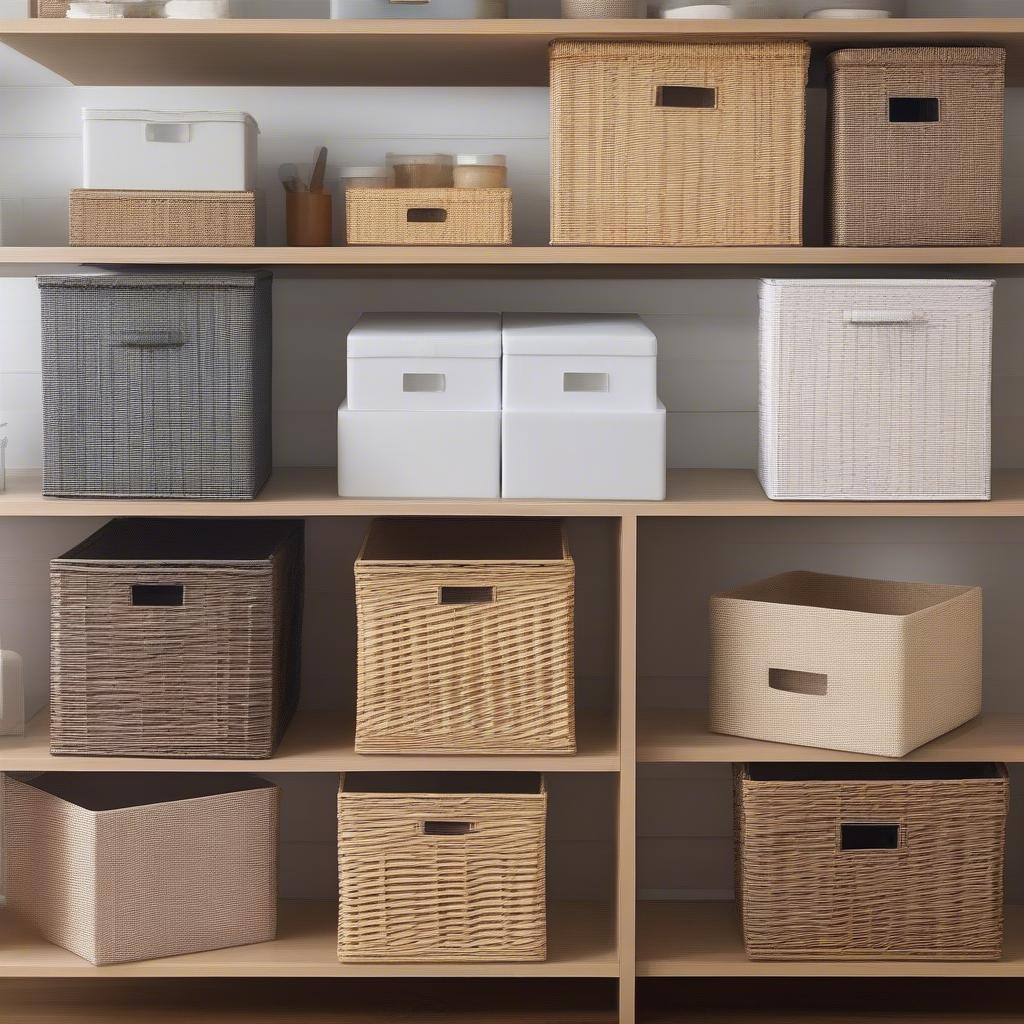 Various 13x13 wicker storage cubes in different styles and colors.