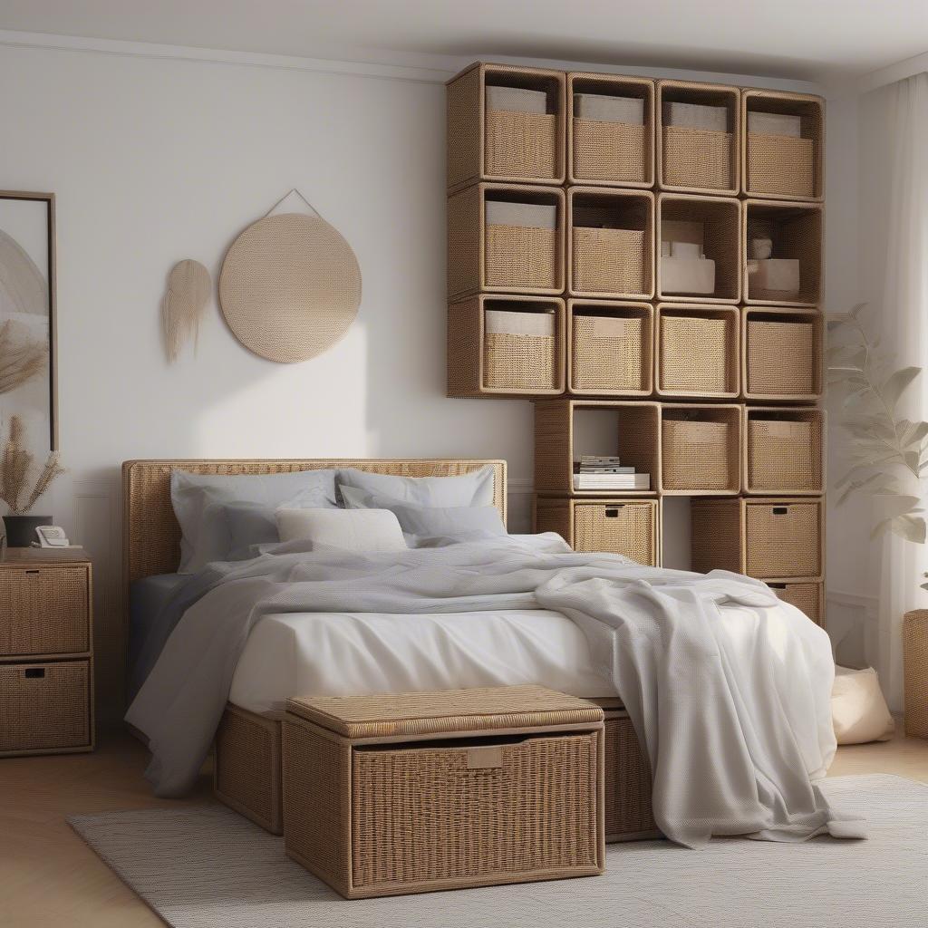 Wicker Storage Cubes for Bedroom Organization