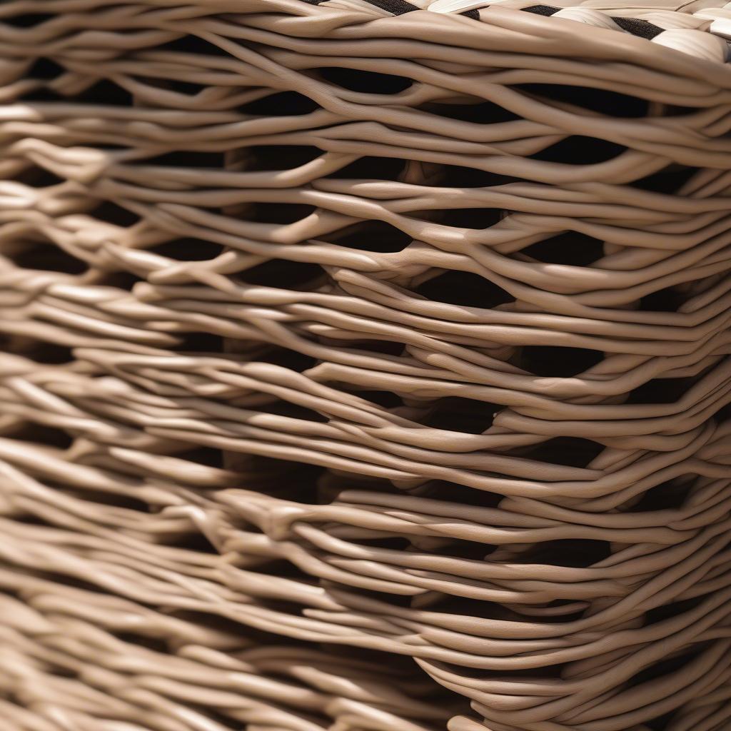 Close-up of Wicker Storage Footstool Construction