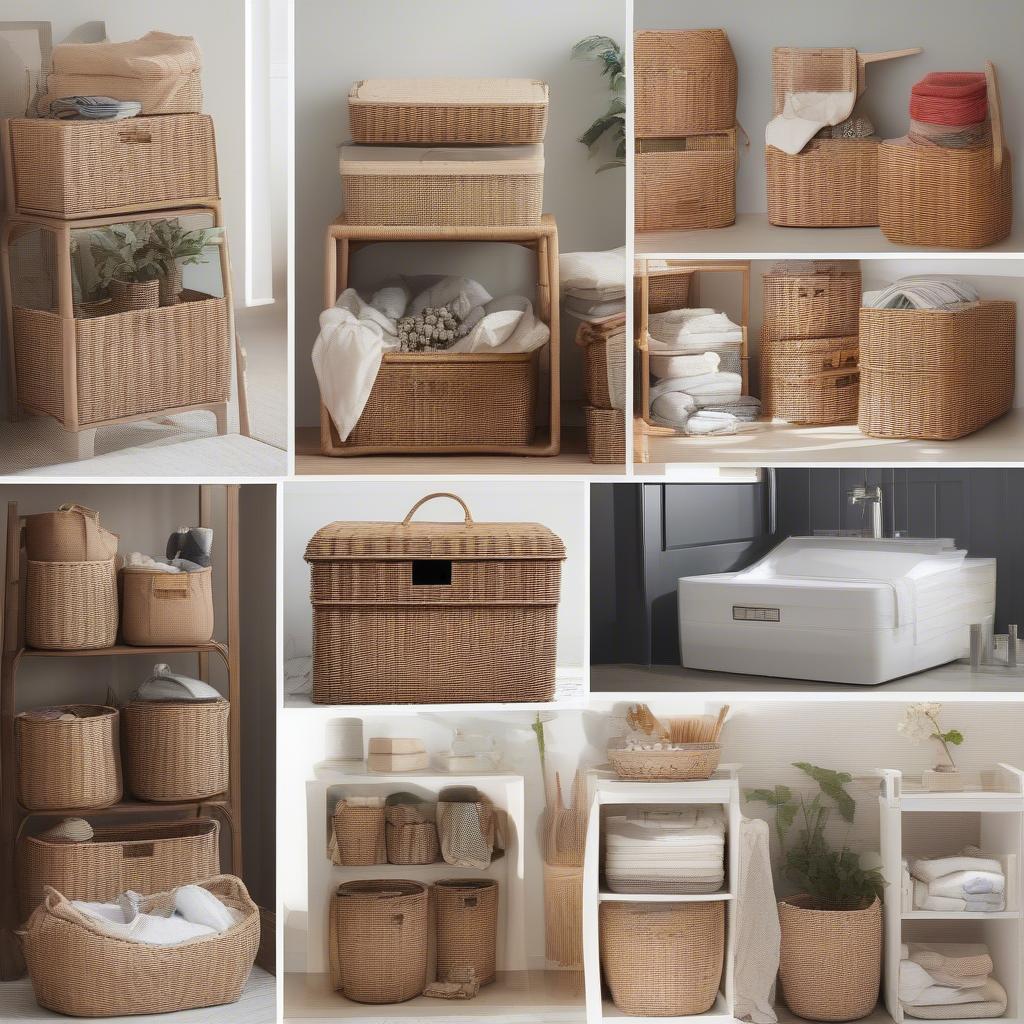 Wicker Storage Organizers in Different Rooms