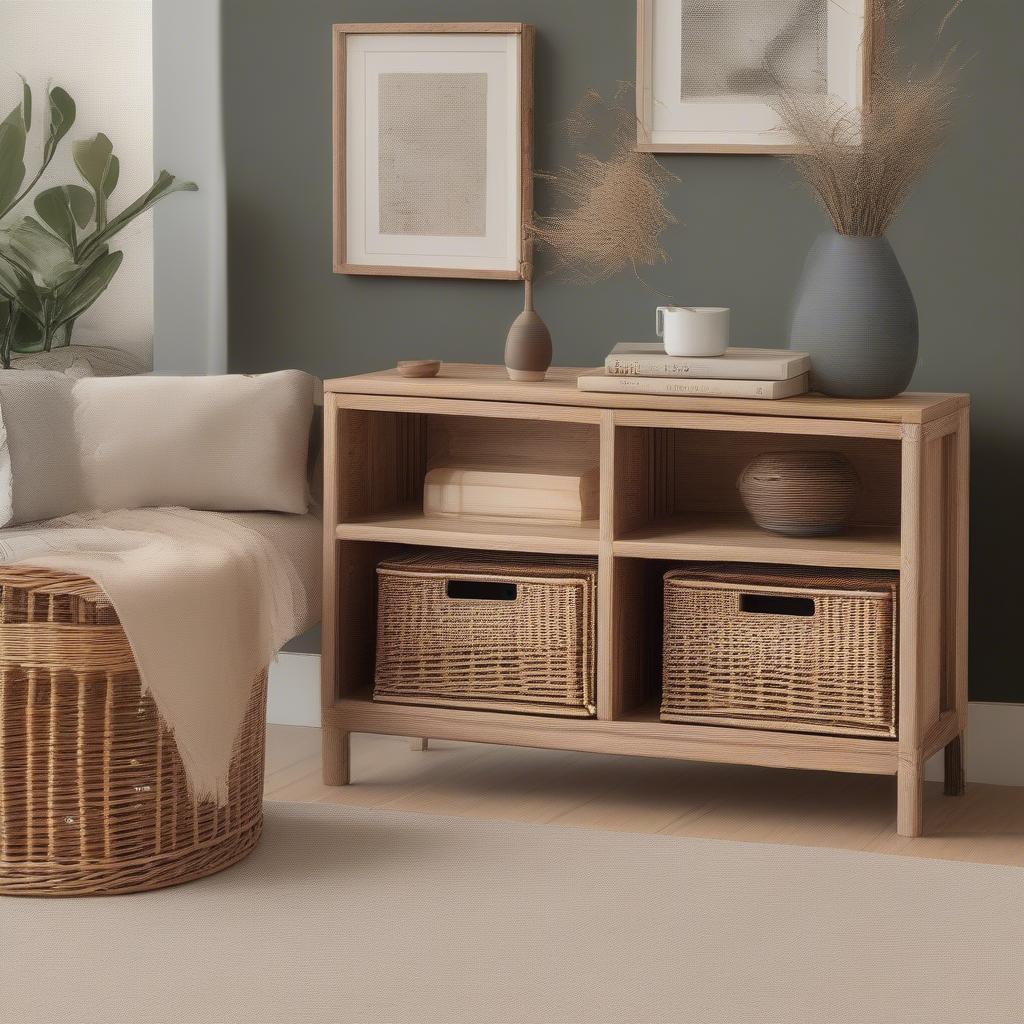 Wicker Storage in Living Room Decor