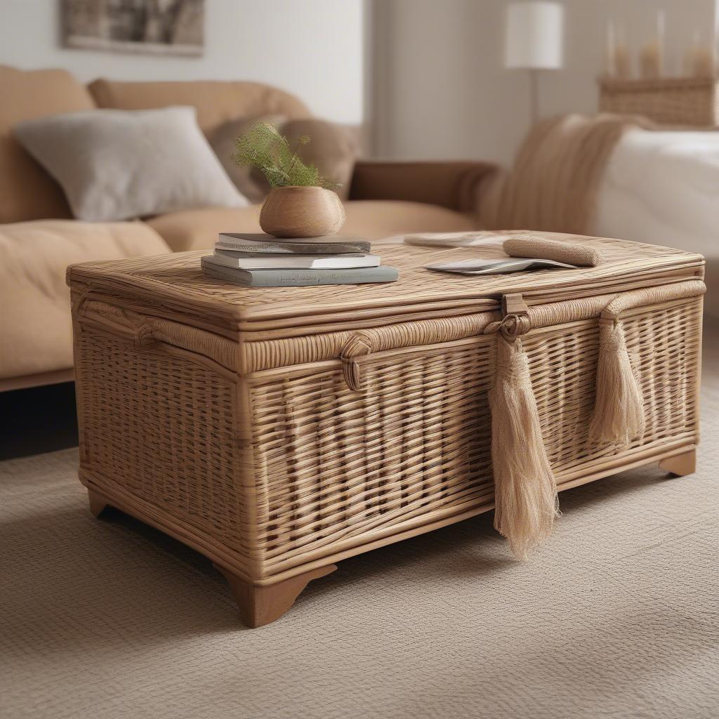 Wicker Storage Chest in Living Room Decor