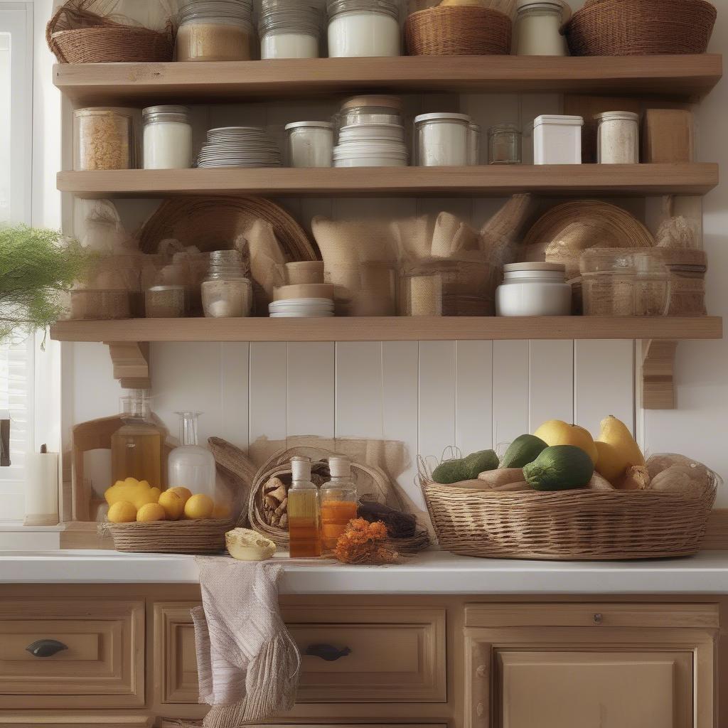 Wicker Storage in a Kitchen