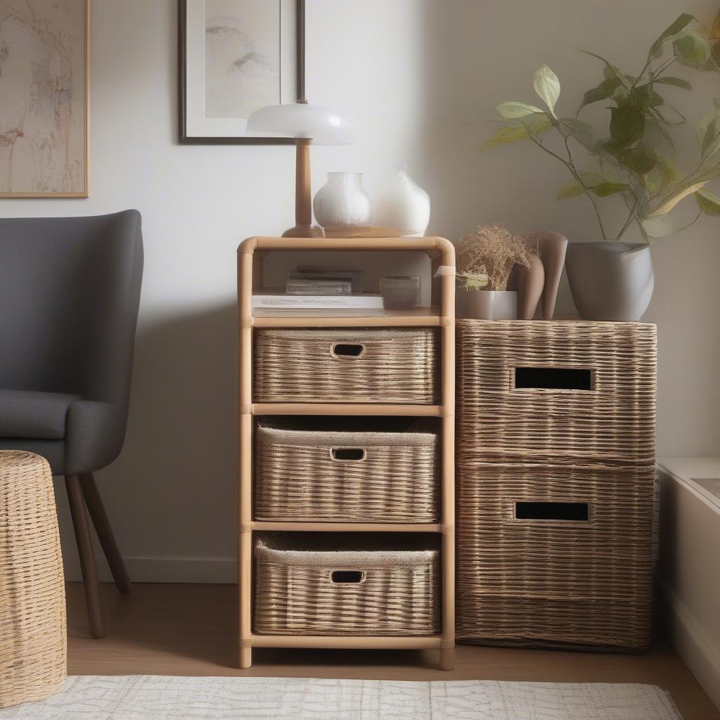 Wicker Storage in Living Room