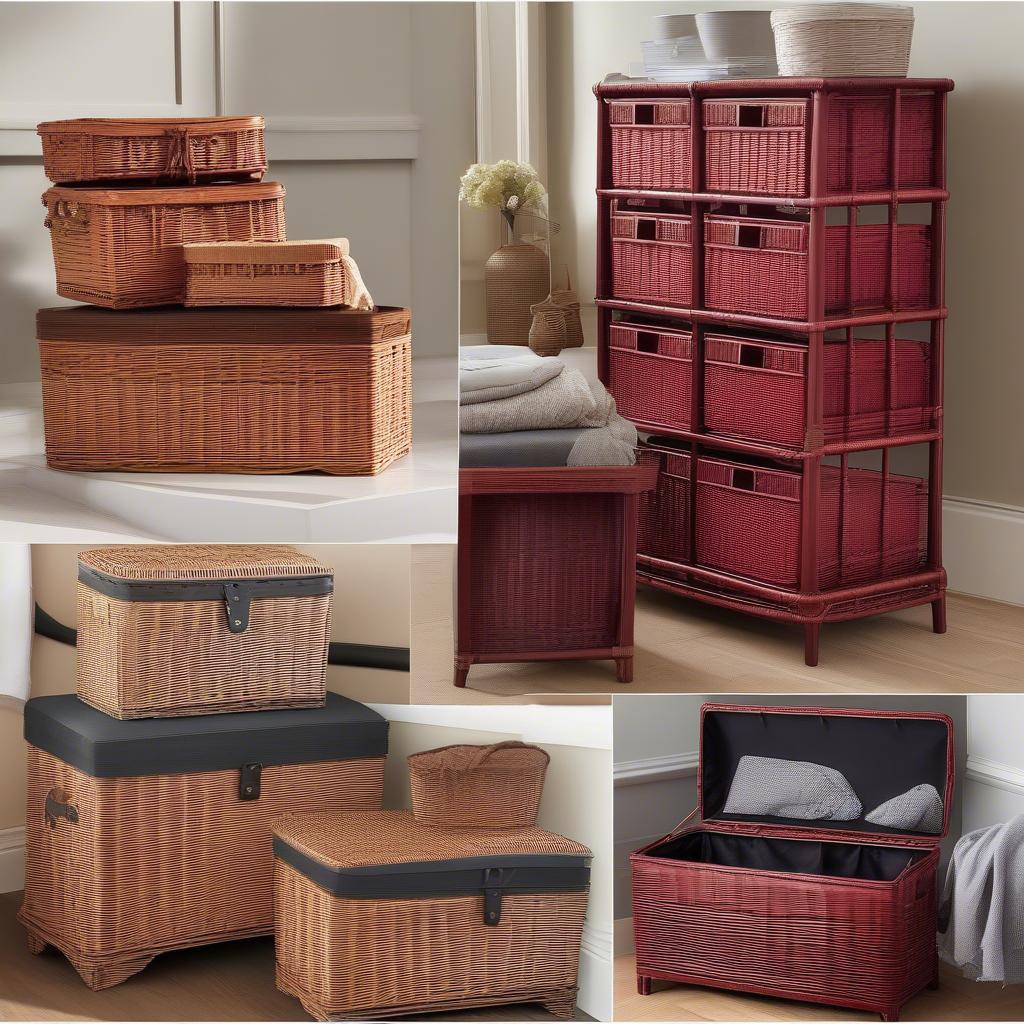 Variety of Wicker Storage Mahogany Red Options