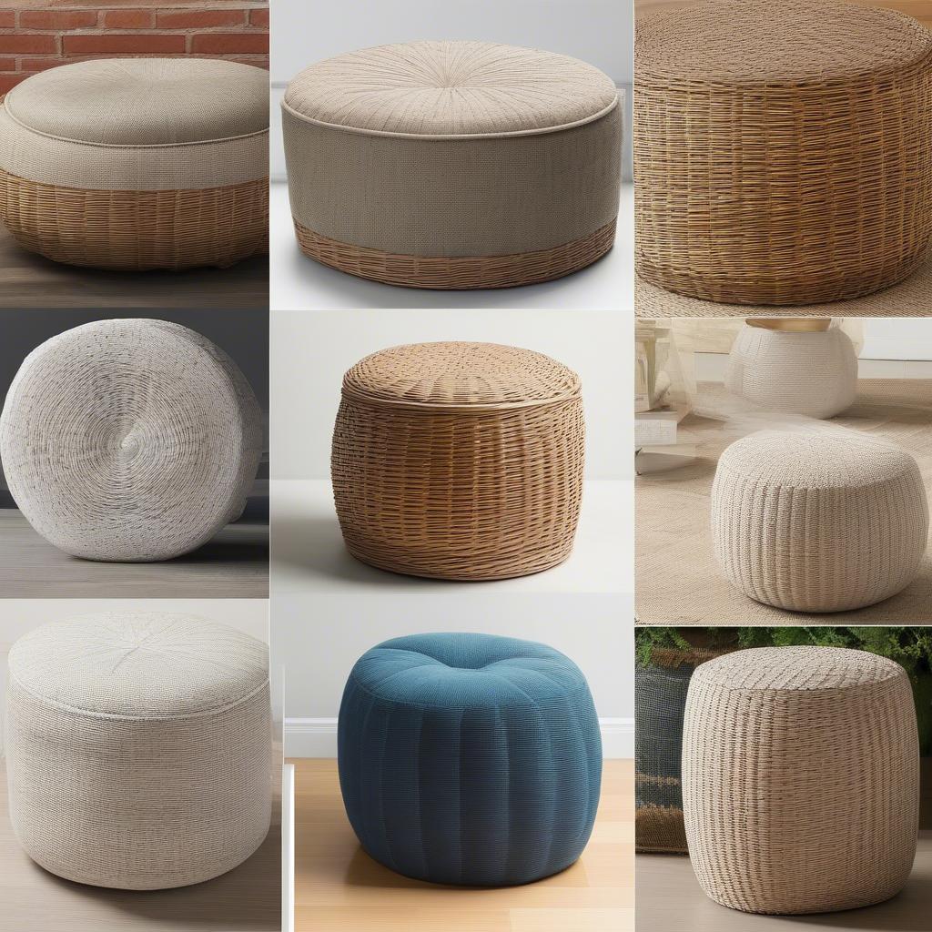 Various Cushion Styles for Wicker Storage Ottomans