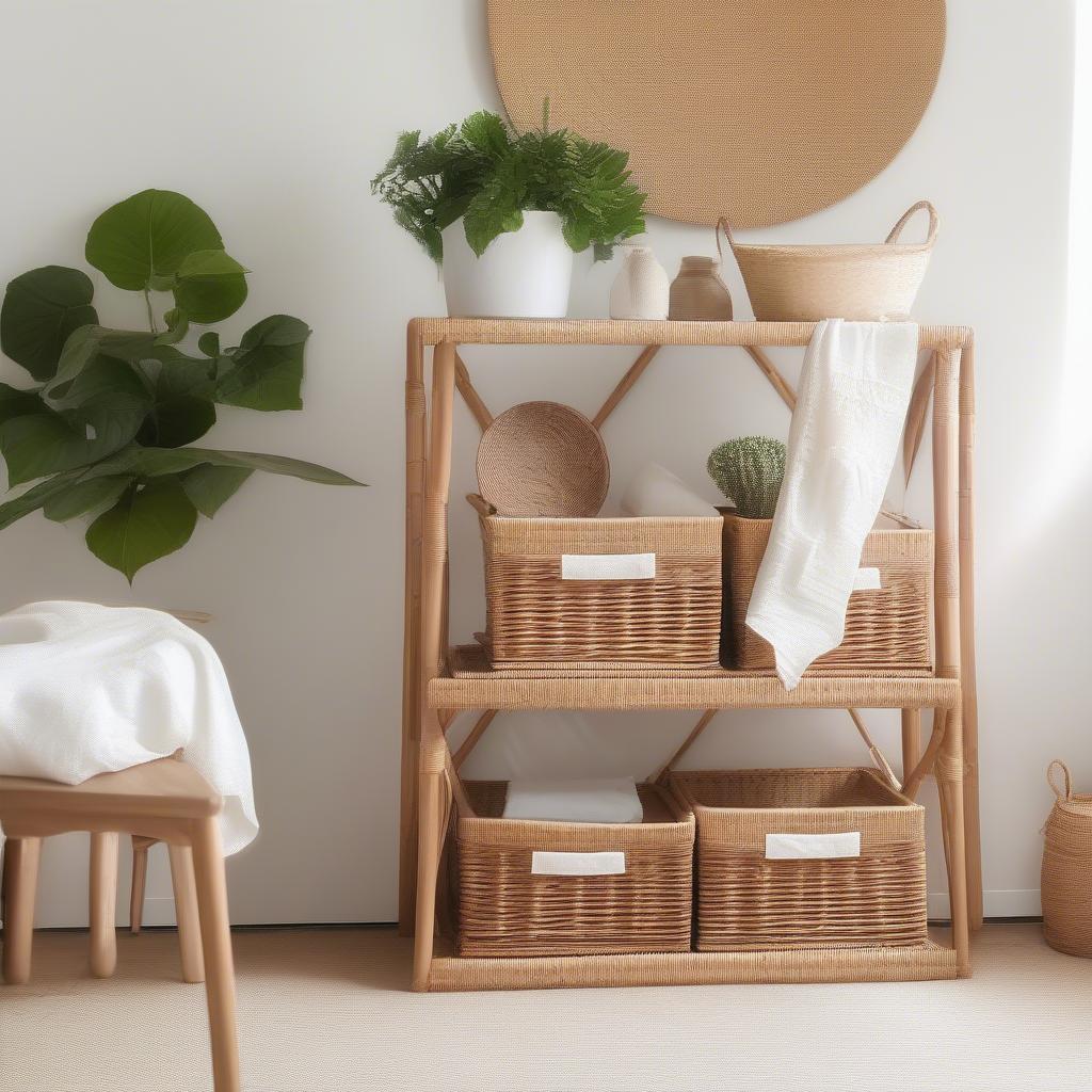 Wicker Storage Rack in Living Room