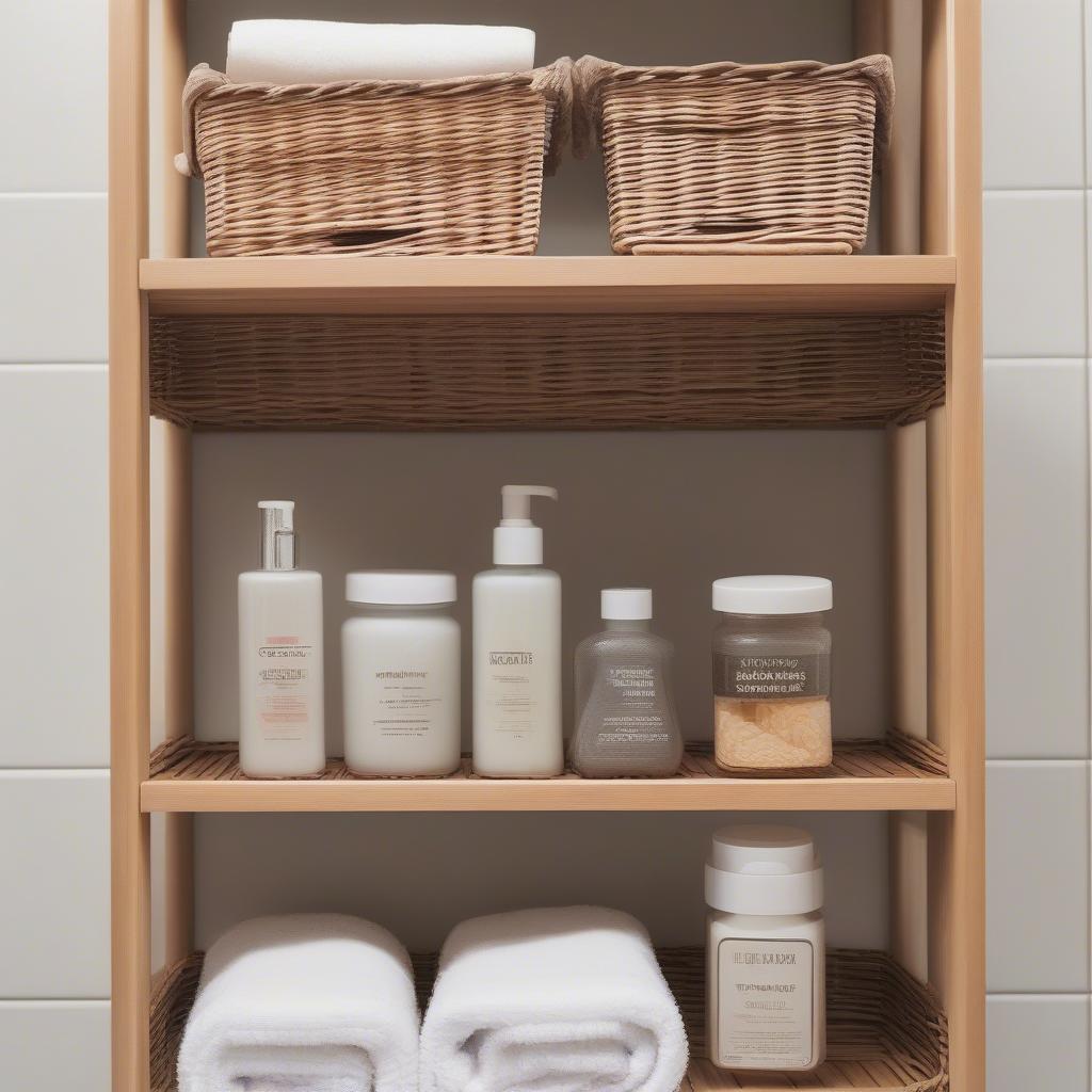 Wicker storage offers practical solutions for maximizing space in small bathrooms, keeping them organized and clutter-free.