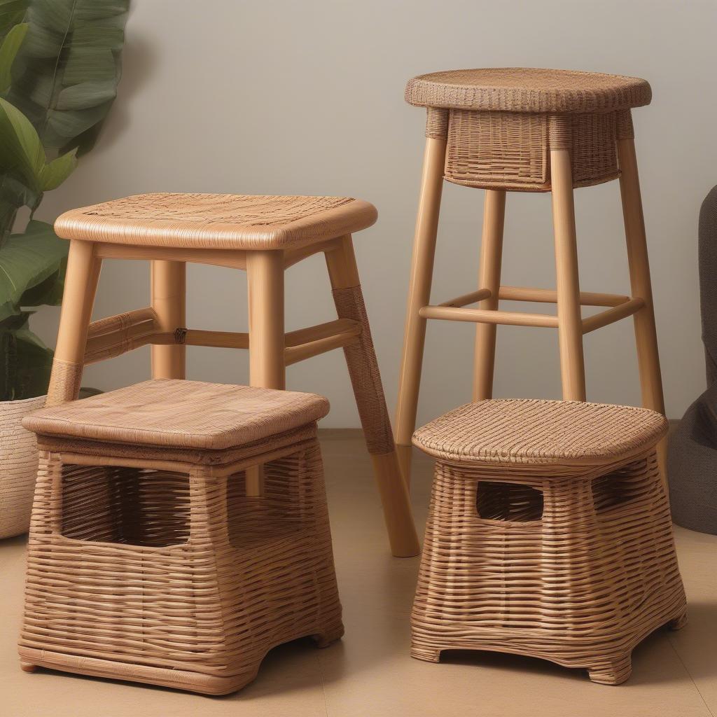 Wicker Storage Stools in Different Sizes and Shapes