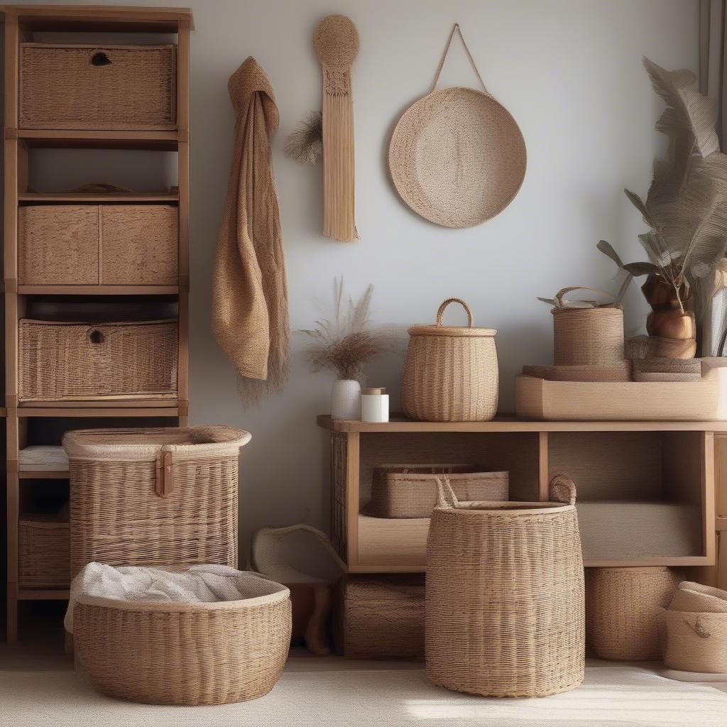 Wicker Storage Systems in a Living Room