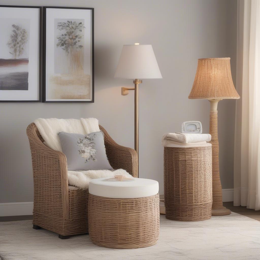 Wicker Storage Tower in Bedroom