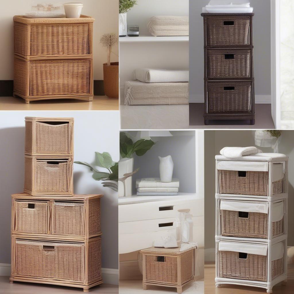 Wicker Storage Tower in Different Rooms