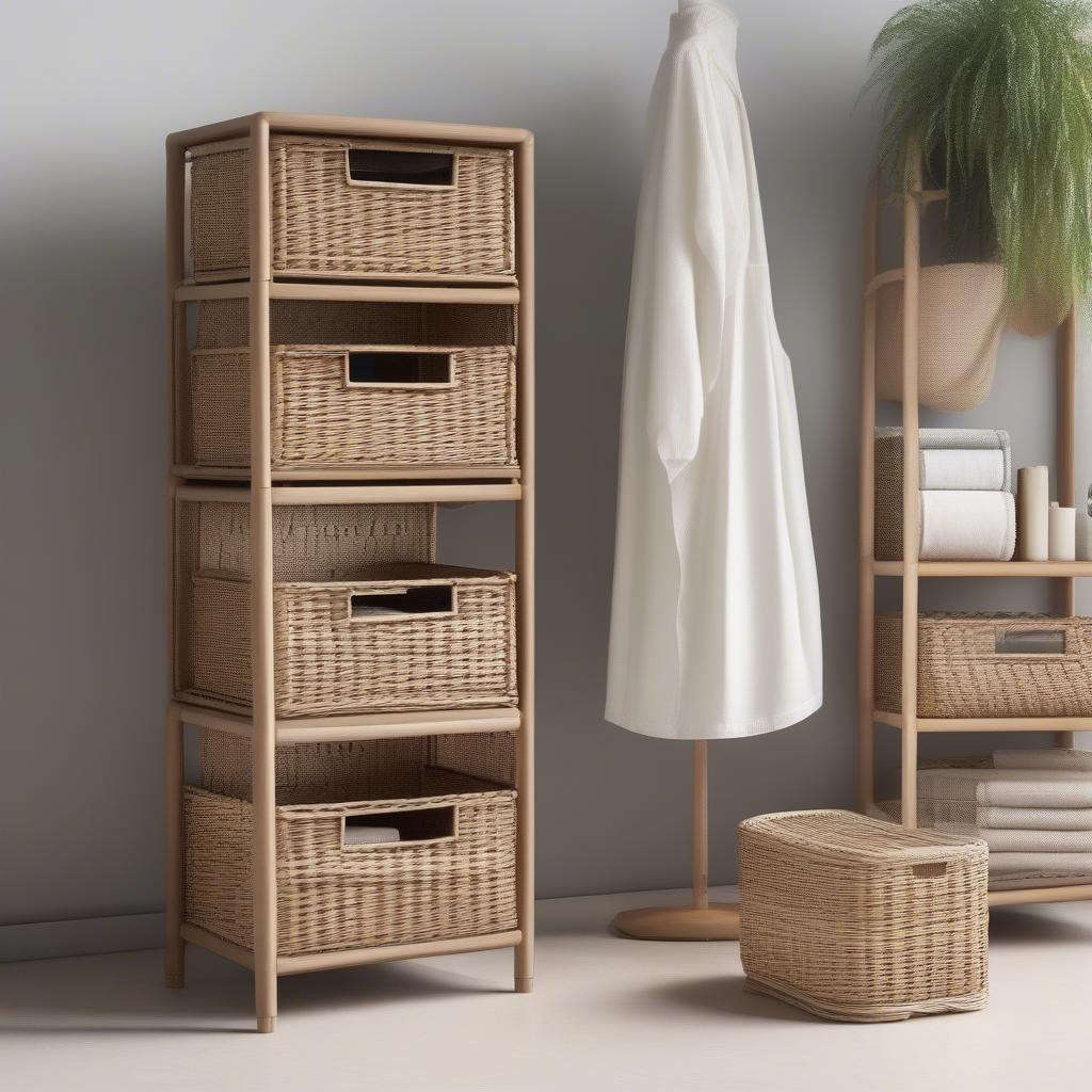 Different Sizes of Wicker Storage Towers