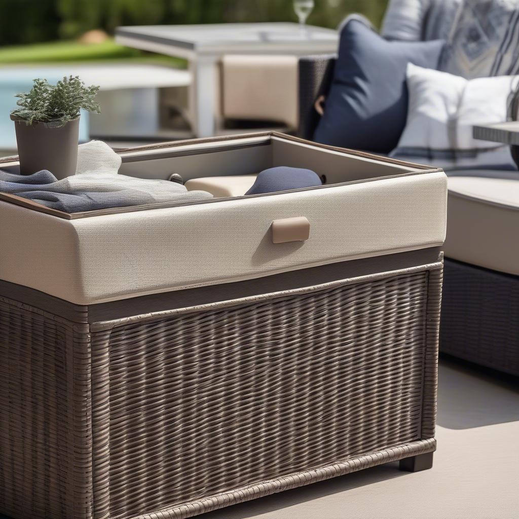 Wicker Storage Trunk Coffee Table Open Storage