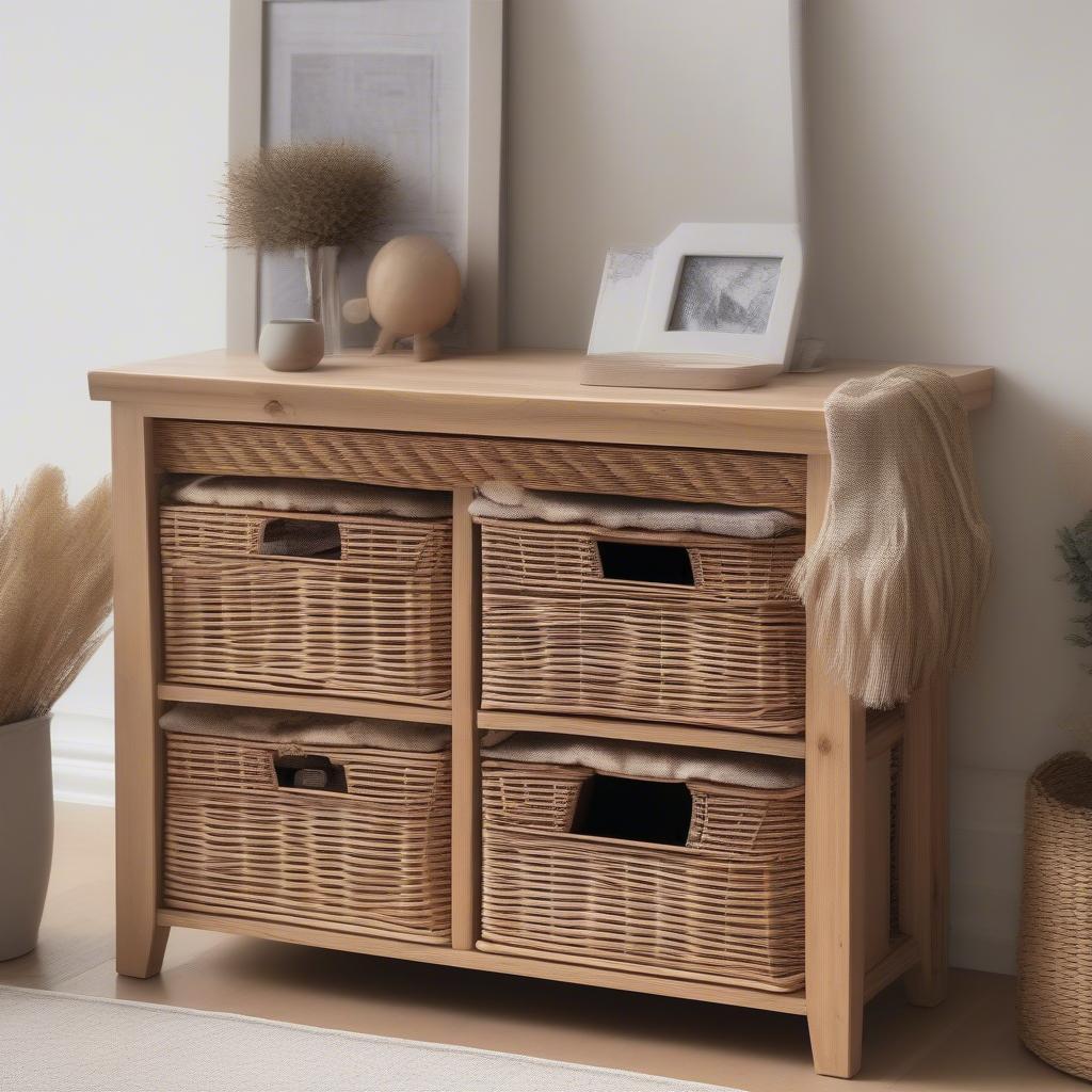 Wicker Storage Unit in a Living Room Setting