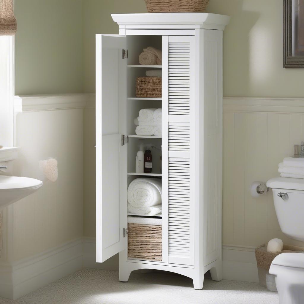 Wicker Tall Cabinet for Bathroom Storage