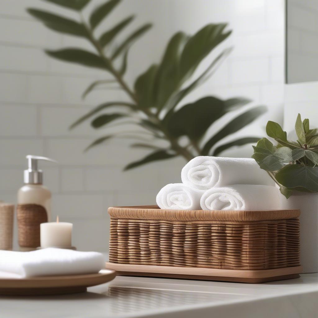 Wicker Tissue Holder in a Bathroom Setting