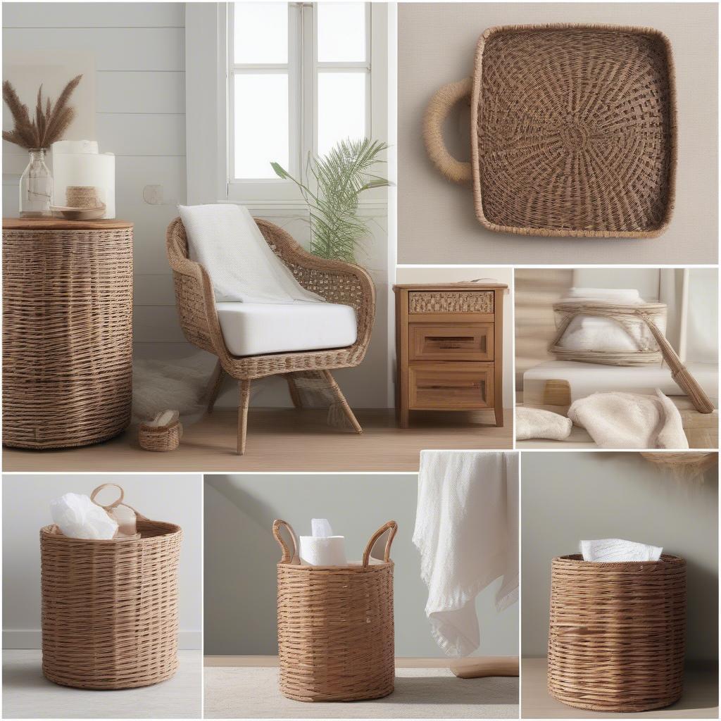 Wicker Tissue Holders in Different Room Settings